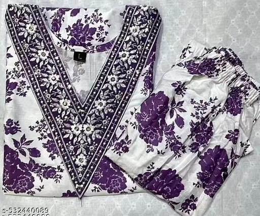 lavender printed kurta set with bottom wear  - MC-FASHIONS.COM