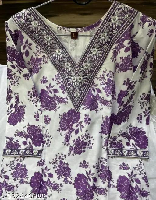 lavender printed kurta set with bottom wear  - MC-FASHIONS.COM