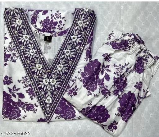 lavender printed kurta set with bottom wear  - MC-FASHIONS.COM