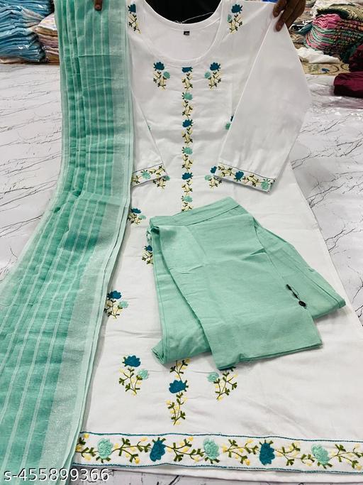 EMBROIDERED KURTI PANT AND DUPATTA SET - MC-FASHIONS.COM