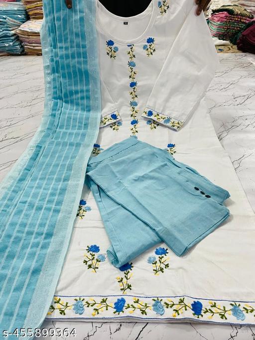 EMBROIDERED KURTI PANT AND DUPATTA SET - MC-FASHIONS.COM