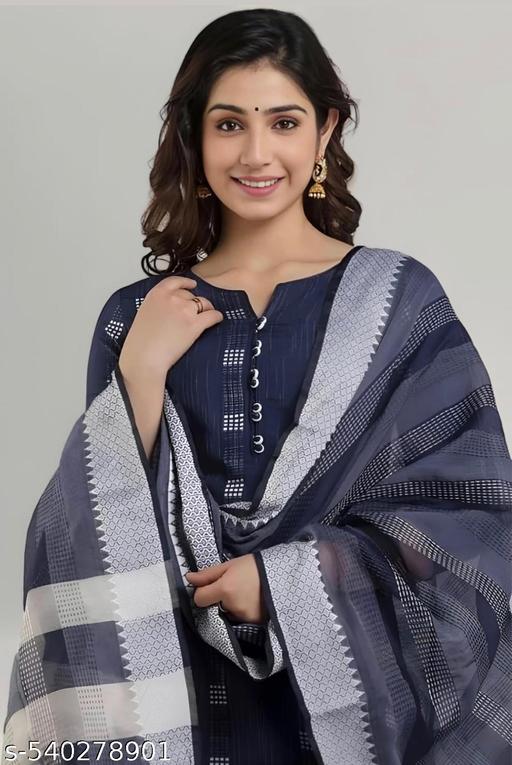 Naira Self Biue Khadi Cotton Design - MC-FASHIONS.COM