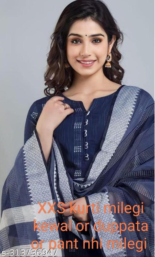 Women's Regular Khadi Kurti Pant Set with Dupatta | Dupatta Sets | Dupatta Sets For Women | Palazzo Set | Blue | - MC-FASHIONS.COM