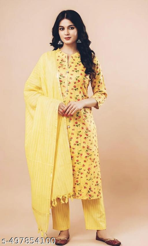 ,,Women Dresses “Yellow Floral Printed Cotton,,Kurtiwith Pant &,,Dupatta Set,,for Women”Stylish Ethnic Wear,, Kurta Set,,Daily,Fastive,& Wadding Occasions Under 350 XS to 5XL size - MC-FASHIONS.COM