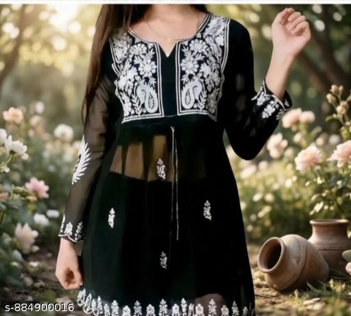 WHITE EMBROIDERED SOFT WOMEN'S WESTERN TOP & TUNICS - MC-FASHIONS.COM