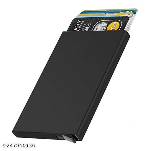 Black Stainless Steel RFID Card Holder (50BK-Black Push Card holder) - MC-FASHIONS.COM