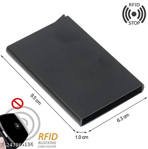 Black Stainless Steel RFID Card Holder (50BK-Black Push Card holder) - MC-FASHIONS.COM