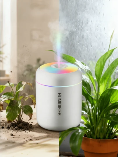MIHOO H2O Humidifier for Room Moisture, Humidifier for Cold and Cough, Mist Maker Fogger with Colorful LED Light – 300ML Ultrasonic Portable for Bedroom, Office, Car, (Multi color Pack of 1)