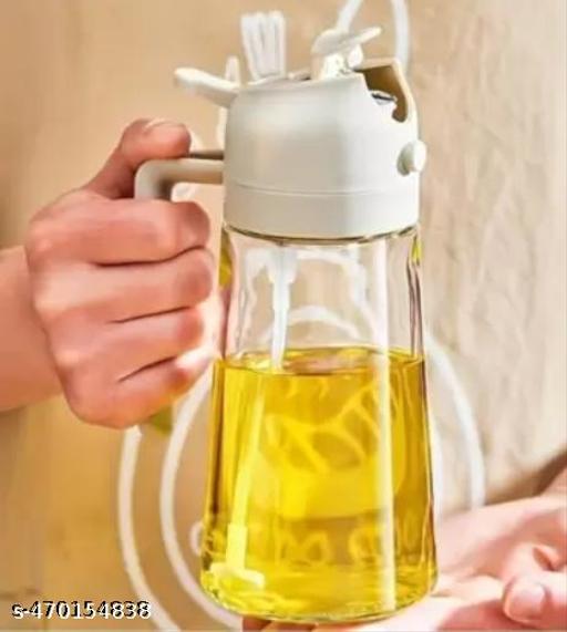 500ml 2 in 1 Olive Oil Sprayer and Oil Dispenser Bottle for Kitchen, Glass Oil Bottle with Premium Nozzle, Oil Sprayer for Air Fryer, Salad,BBQ,Roasting (Pack of 1)(Multicolor) - Royal Basket