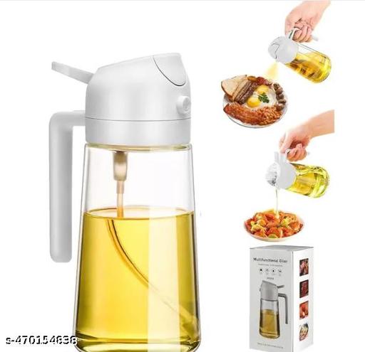 500ml 2 in 1 Olive Oil Sprayer and Oil Dispenser Bottle for Kitchen, Glass Oil Bottle with Premium Nozzle, Oil Sprayer for Air Fryer, Salad,BBQ,Roasting (Pack of 1)(Multicolor) - Royal Basket