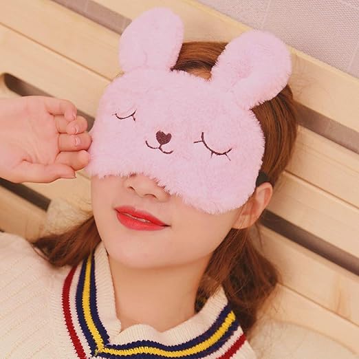 Sleeping Cute Fur Eye Mask Cartoon Blindfold for Men Women Girl Boy - Pack of 1 - Royal Basket