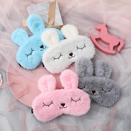 Sleeping Cute Fur Eye Mask Cartoon Blindfold for Men Women Girl Boy - Pack of 1 - Royal Basket