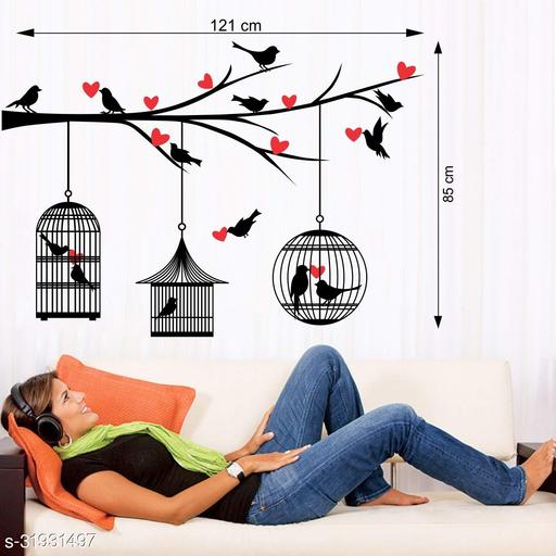 Decor Studio Tree Branch Birds Cage Sticker | Romantic Wall Decor for Bedroom & Hall (pvc vinyl covering area 121cm X 85cm ) - Royal Basket