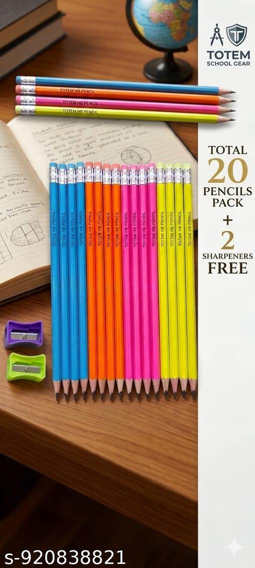 Neon Series HB Graphite Pencils (Pack of 20) with 2 Bonus Sharpeners - Smooth Writing Kit - Royal Basket