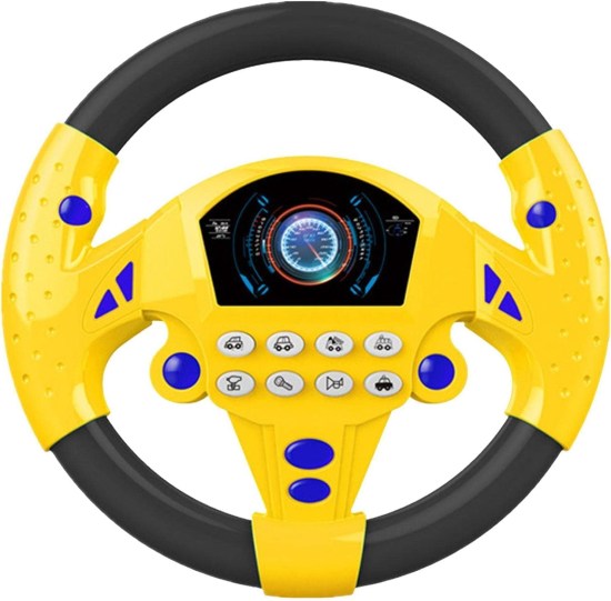 Kids Steering Wheel Toy Car Driving Simulator with Sound & Lights, Interactive Pretend Play Driving Toy for Toddlers, Musical Steering Wheel for Car Seat Stroller Travel Toy