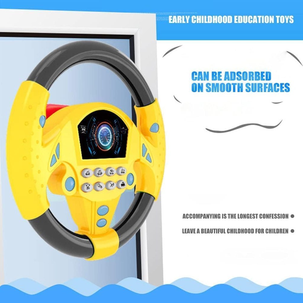 Kids Steering Wheel Toy Car Driving Simulator with Sound & Lights, Interactive Pretend Play Driving Toy for Toddlers, Musical Steering Wheel for Car Seat Stroller Travel Toy - Mehrlux 