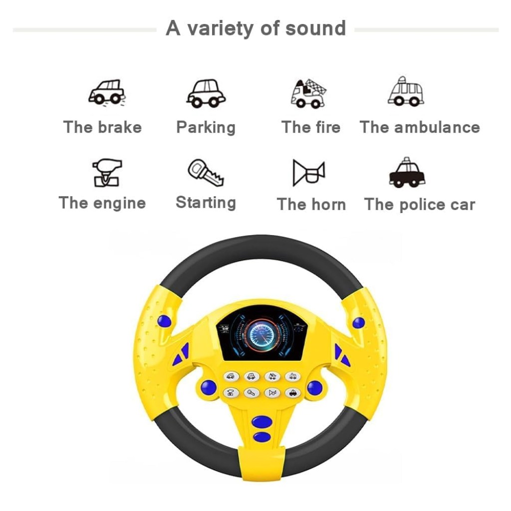 Kids Steering Wheel Toy Car Driving Simulator with Sound & Lights, Interactive Pretend Play Driving Toy for Toddlers, Musical Steering Wheel for Car Seat Stroller Travel Toy - Mehrlux 