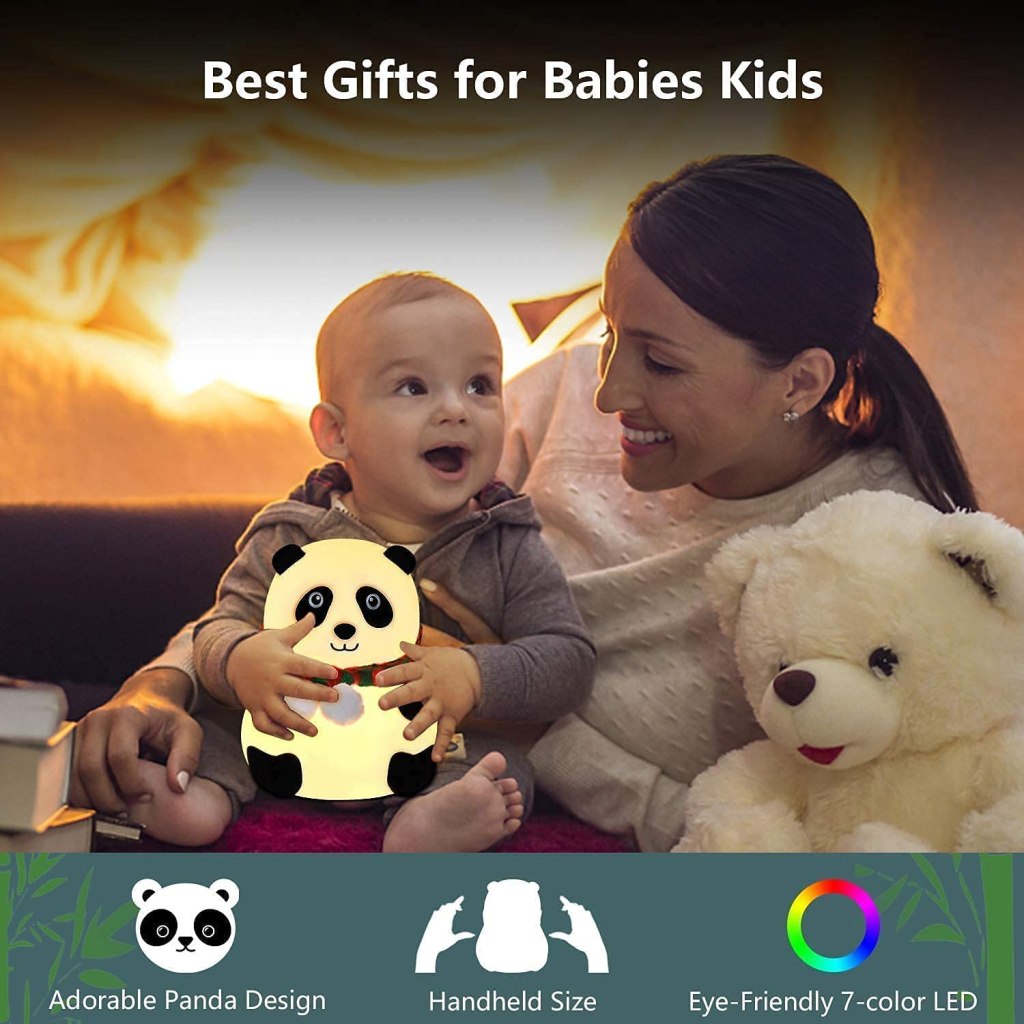 Rechargeable Night Panda Lamp, anda Touch Soft Silicone Lamp, 7 Colour Changing Light Non-Slip Base Perfect For Kids Bedroom, Birthday Gift for Girls and Boys - Mehrlux 