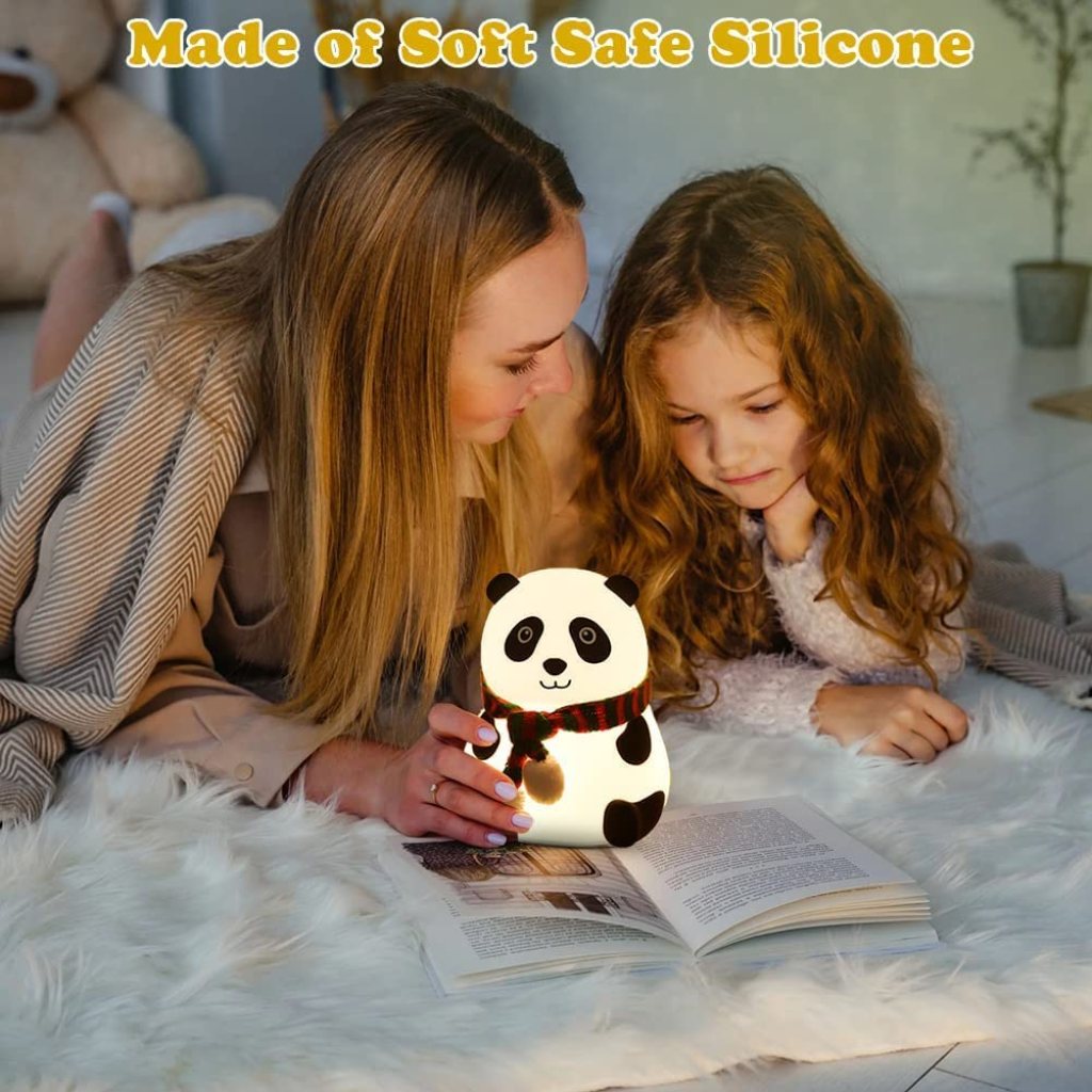 Rechargeable Night Panda Lamp, anda Touch Soft Silicone Lamp, 7 Colour Changing Light Non-Slip Base Perfect For Kids Bedroom, Birthday Gift for Girls and Boys - Mehrlux 