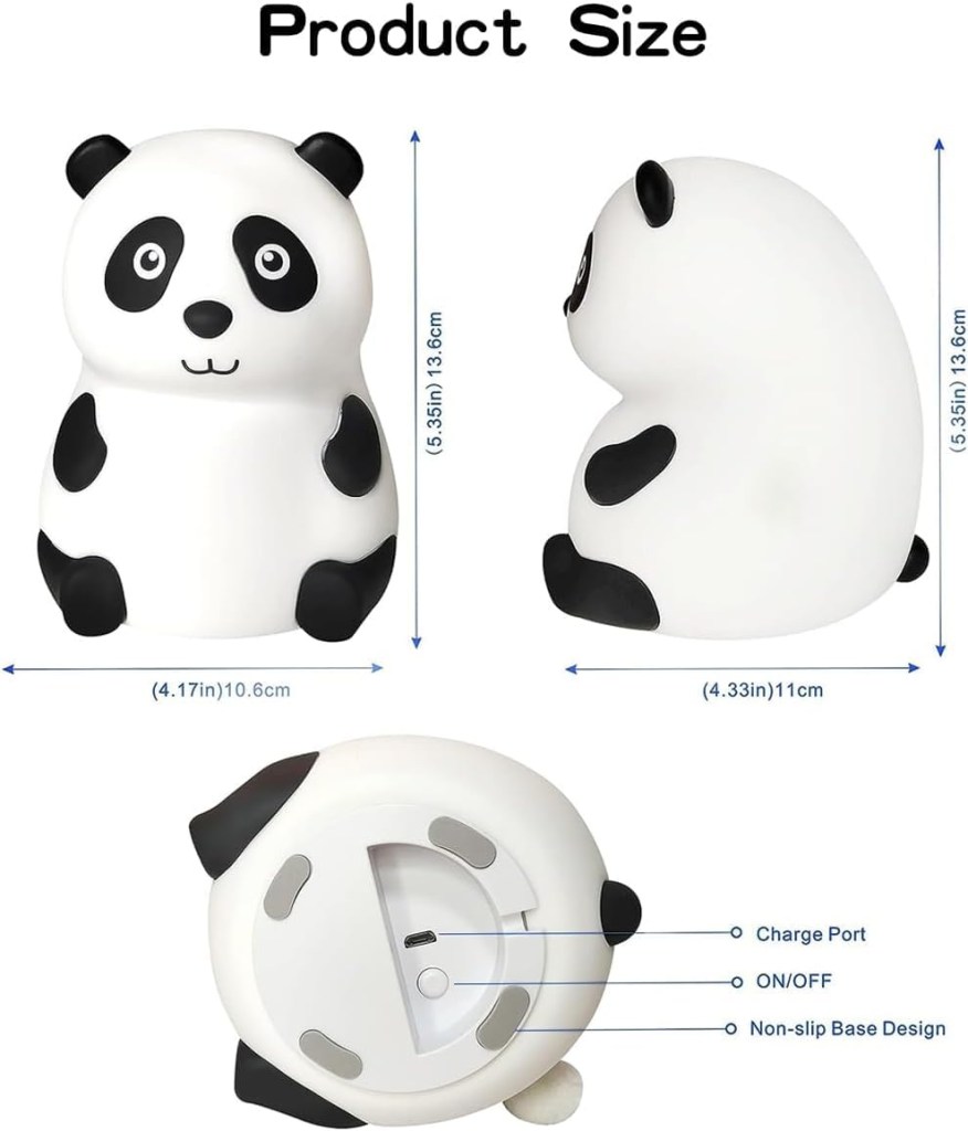 Rechargeable Night Panda Lamp, anda Touch Soft Silicone Lamp, 7 Colour Changing Light Non-Slip Base Perfect For Kids Bedroom, Birthday Gift for Girls and Boys - Mehrlux 