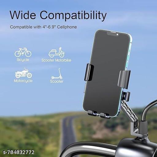 Mobile Holder for Bikes with One Click Locking, Mirror Fitting Style, Anti-Shake-Firm Grip, 360° Rotation, Mobile Holder for Scooty, Activa, Jupiter, Electric Scooters & Bikes - My Health Plan