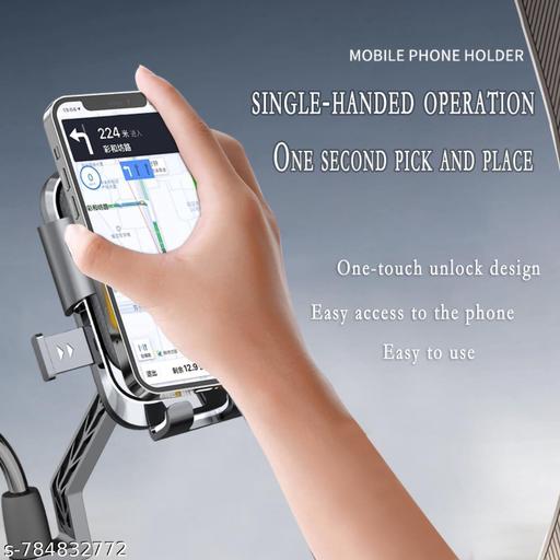 Mobile Holder for Bikes with One Click Locking, Mirror Fitting Style, Anti-Shake-Firm Grip, 360° Rotation, Mobile Holder for Scooty, Activa, Jupiter, Electric Scooters & Bikes - My Health Plan