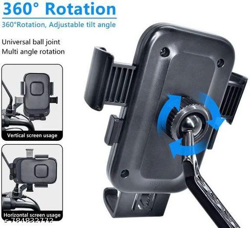 Mobile Holder for Bikes with One Click Locking, Mirror Fitting Style, Anti-Shake-Firm Grip, 360° Rotation, Mobile Holder for Scooty, Activa, Jupiter, Electric Scooters & Bikes - My Health Plan