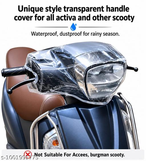 All Scooty Short Handle Cover for Rain | Transparent Waterproof Activa Handle Cover | Pack of 1 (Black Border) - My Health Plan