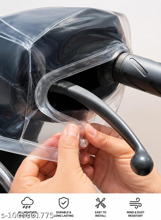 All Scooty Short Handle Cover for Rain | Transparent Waterproof Activa Handle Cover | Pack of 1 (Black Border) - My Health Plan