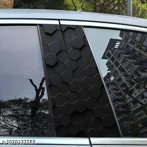 Black 3D Hexagon Car Pillar Decal | Honeycomb Pattern B Pillar Door Sticker | Stylish Automotive Exterior Accessory PACK OF 1 - My Health Plan