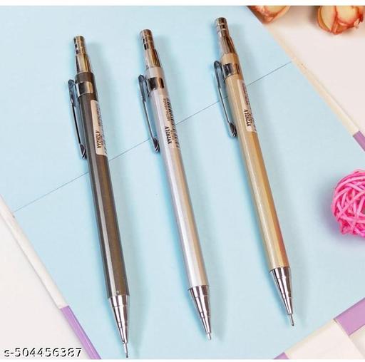 Definite Art 3pc 0.5mm Mechanical Pencil Set full Metal Body & 30 Extra 0.5mm Leads; Ideal for Writing, Sketching, Drawing, Architecture etc - My Health Plan