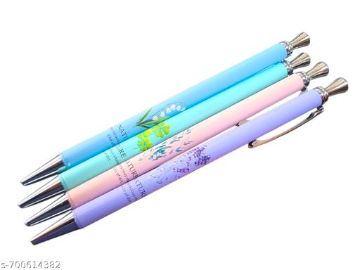 Art Metal Body Nature Print Pastel Body Mechanical Pencils 0.7 MM Lead Pencil Click Mechanical Pencil for Kids Students Boys Girls Stylish Pencils (Pack of 4 Pencils) - My Health Plan