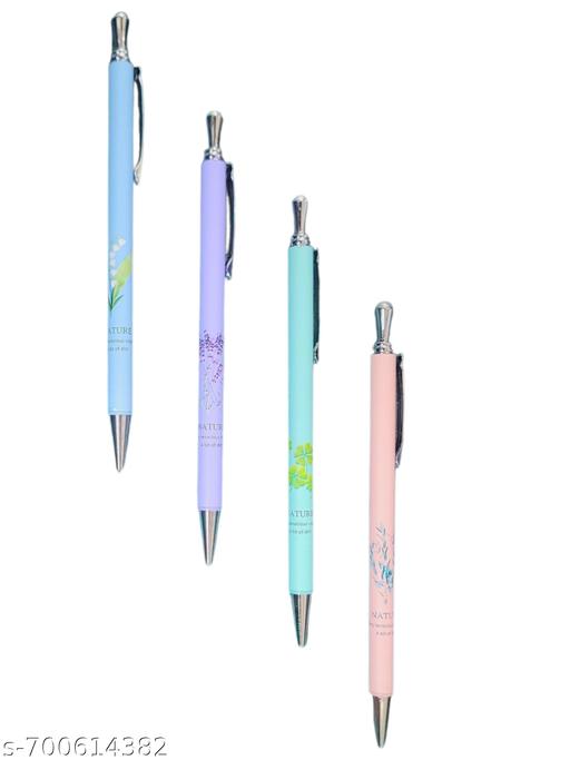 Art Metal Body Nature Print Pastel Body Mechanical Pencils 0.7 MM Lead Pencil Click Mechanical Pencil for Kids Students Boys Girls Stylish Pencils (Pack of 4 Pencils) - My Health Plan