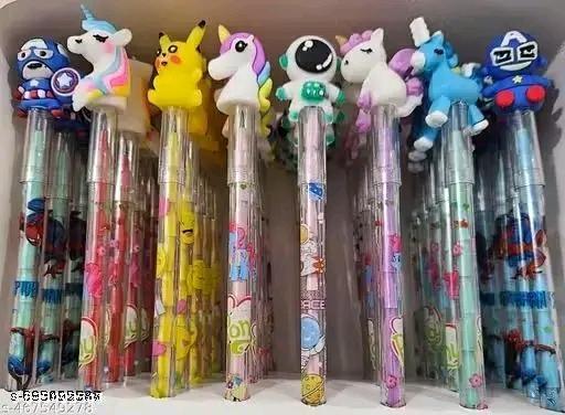 Random pack of 12  unique designer pencils for kids boys girls , gifting items - My Health Plan