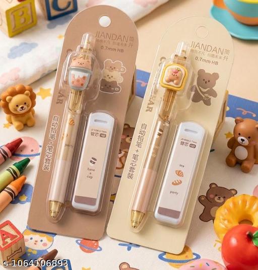3D Character Toppers Mechanical Pencil - Cute 0.7mm HB Refillable Lead Pen for Kids, Students, School, Office, Writing, Drawing & Sketching (Pack of 2) - My Health Plan