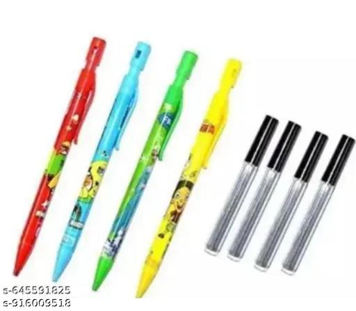 NILKANTH ENTERPRISE , PAKE OF 4 PCS, 2 mm Pencil Pack 4 with Led, Fancy Cartoon Printed Mechanical Pencils with Lead Refills Box for Kids Birthday Party Return Gifts. - My Health Plan