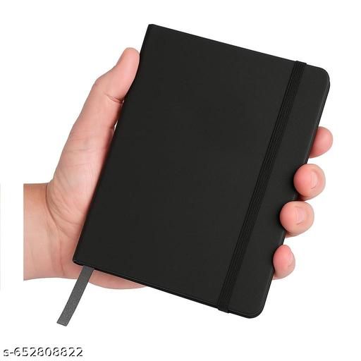 AccuPrints A6 Hard Bound Diary Size 6 x 4.2 inches with 160 Pages | Notebook Diary with Elastic Lock PU Leather Pocket Diary for Office (Black) - My Health Plan