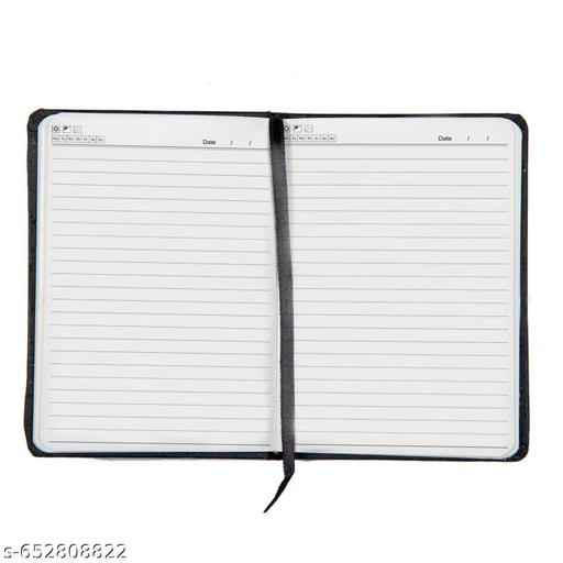 AccuPrints A6 Hard Bound Diary Size 6 x 4.2 inches with 160 Pages | Notebook Diary with Elastic Lock PU Leather Pocket Diary for Office (Black) - My Health Plan