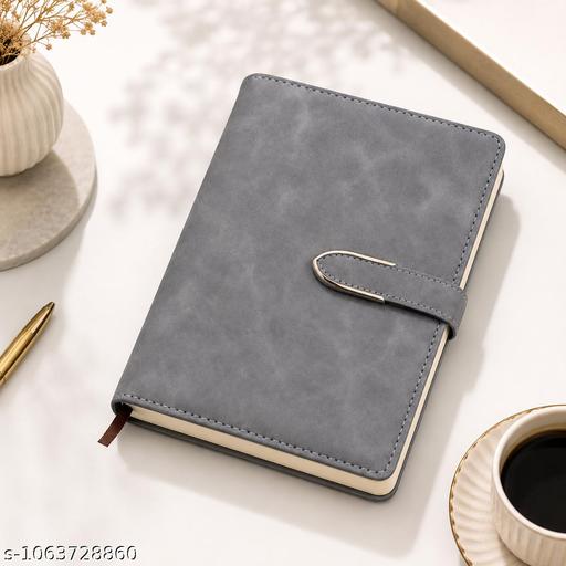 Grey A5 Diary Notebook 192 Pages 80 GSM With Magnetic Closure And Ribbon Bookmark - My Health Plan