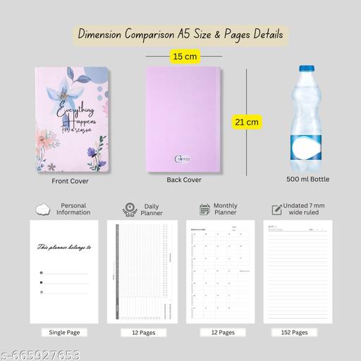 Motivational Theme "Everything Happens for a Reason" Planner/ Diary/ Notebook - My Health Plan