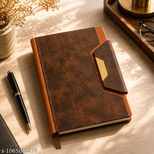 Brown A5 Premium Diary Notebook 192 Pages With Two Tone Cover Magnetic Closure And Ribbon Bookmark - My Health Plan