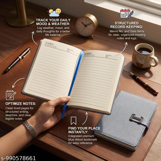 Premium PU Leather Diary Notebook A5 Size, Stylish Journal For Students And Professionals - My Health Plan