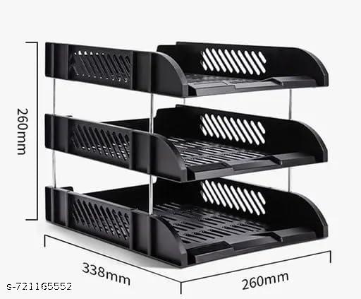 Office Desktop Tray Rack | 3 Layer Mesh Desk Organizer for A4 Papers, Documents, and Files | ABS Plastic Desk Organizer Tray for Office | Durable Letter Tray Holder - File Rack for Office Use(Pack of 1) - My Health Plan