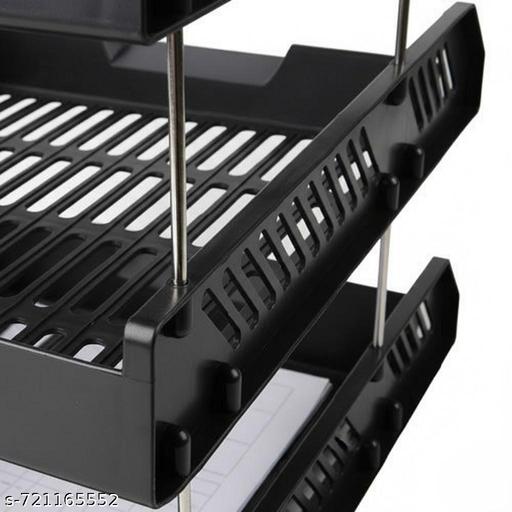 Office Desktop Tray Rack | 3 Layer Mesh Desk Organizer for A4 Papers, Documents, and Files | ABS Plastic Desk Organizer Tray for Office | Durable Letter Tray Holder - File Rack for Office Use(Pack of 1) - My Health Plan