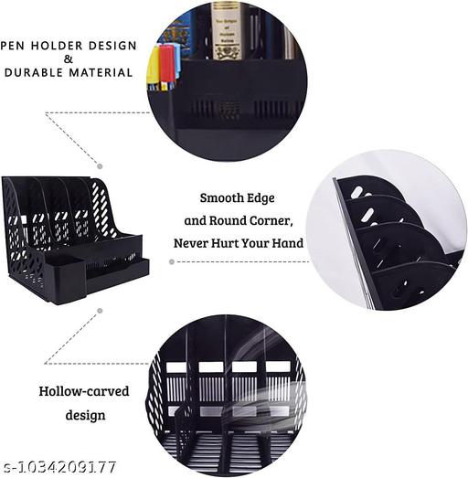 4 Section Plastic File Organizer with Pen Holder for Office Desk - My Health Plan