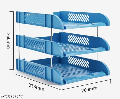 Office Desktop Tray Rack | 3 Layer Mesh Desk Organizer for A4 Papers, Documents, and Files | ABS Plastic Desk Organizer Tray for Office | Durable Letter Tray Holder - File Rack for Office Use(Pack of 1) - My Health Plan