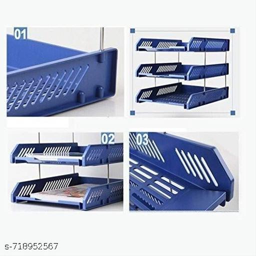 Office Desktop Tray Rack | 3 Layer Mesh Desk Organizer for A4 Papers, Documents, and Files | ABS Plastic Desk Organizer Tray for Office | Durable Letter Tray Holder - File Rack for Office Use(Pack of 1) - My Health Plan