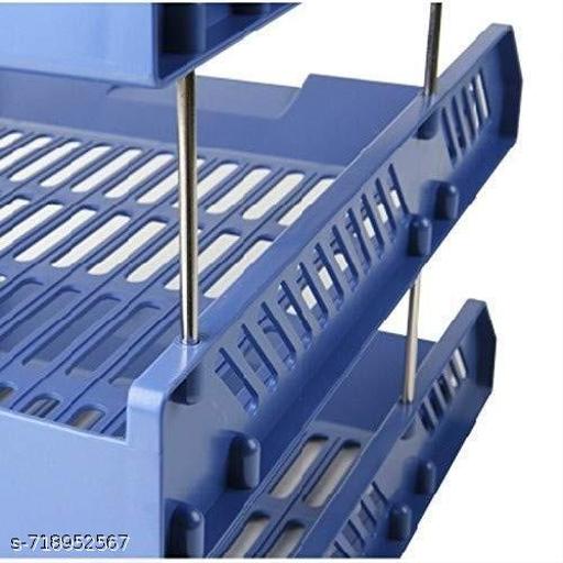 Office Desktop Tray Rack | 3 Layer Mesh Desk Organizer for A4 Papers, Documents, and Files | ABS Plastic Desk Organizer Tray for Office | Durable Letter Tray Holder - File Rack for Office Use(Pack of 1) - My Health Plan