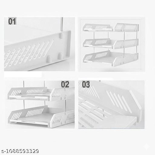 Office Desktop Tray Rack | 3 Layer Mesh Desk Organizer for A4 Papers, Documents, and Files | ABS Plastic Desk Organizer Tray for Office | Durable Letter Tray Holder - File Rack for Office Use(Pack of 1) - My Health Plan