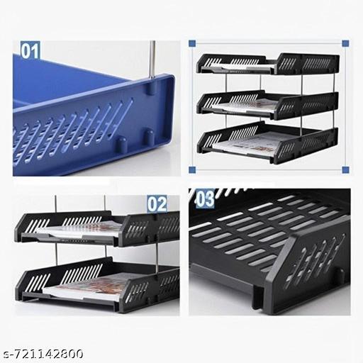 Office Desktop Tray Rack | 3 Layer Mesh Desk Organizer for A4 Papers, Documents, and Files | ABS Plastic Desk Organizer Tray for Office | Durable Letter Tray Holder - File Rack for Office Use(Pack of 1) - My Health Plan